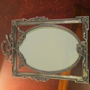Arrows Torch Rose 5x7 Picture Frame Oval Metal French Style Silver Tone